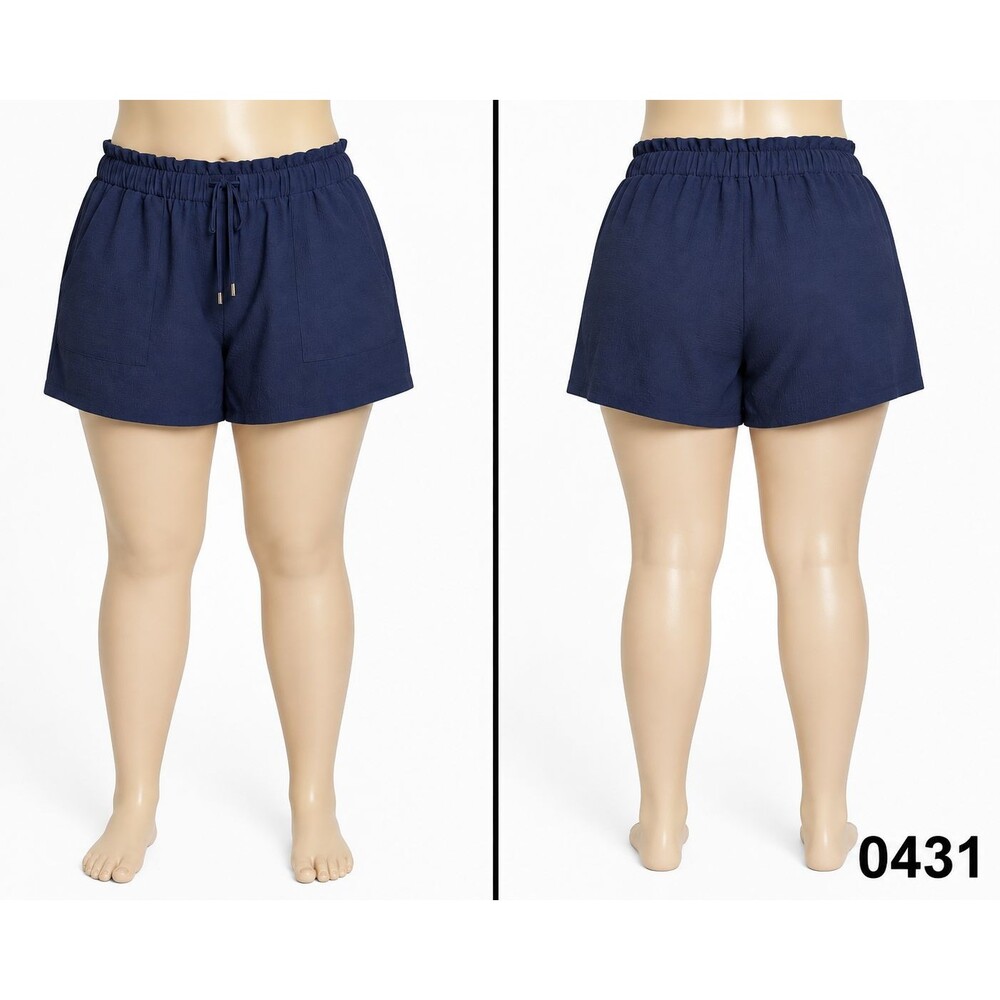 SHEIN CURVE+ Navy Blue Textured Casual Shorts sz 2XL - 0431